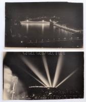 1938 Budapest,  Eucharisztikus Kongresszus esti parádéja, 6db fotó, cca 10x15cm