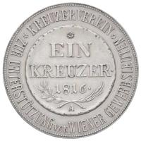 Ausztria 1897. "A Krajcár Társaság a Bécsi Iparosok Támogatására 50 éves jubieluma" jelzett Ag emlékérem. Szign.: Rudolf Neuberger (21,92g/0.900/36mm) T:1-,2 Austria 1897. "50th Anniversary of the Kreuzer Association to Support the Viennese Tradesmen" Ag commemorative medallion with hallmark. "EIN KREUZER 1816 A - KREUZER VEREIN ZUR UNTERSTÜTZUNG VON WIENER GEWERBSLEUTEN / ZUR ERINNERUNG AN DAS 50 JAEHRIGE JUBILAEUM 1847-1897". Sign.: Rudolf Neuberger (21,92g/0.900/36mm) C:AU,XF