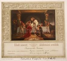 cca 1900-1910 13 db különféle egyházi elsőáldozási emléklap, különböző méretben