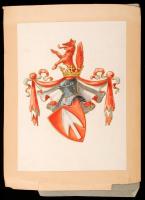 Jelzés nélkül: Családi címer, akvarell, papír kartonra kasírozva, 29x21cm