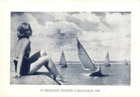 1940 Balaton, VI. Nemzetközi Sporthét, So. Stpl (non PC)