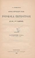 1868 A Pozsonyi Ágostai Hitvallású Evang. Fősikola Értesítője az 1867-68-diki tanévről. Kiadói papír borítóban. pp.:35, 22x14cm