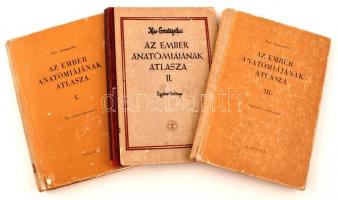 Kiss-Szentágothai: Az ember anatómiájának atlasza. I-III. Bp., 1959-64, Medicina. Kiadói félvászonkötésben. A kötetekben több helyütt aláhúzások, bejegyzések.