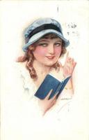 Italian art postcard, Lady, Erkal No. 308/4. s: Usabal (EK)