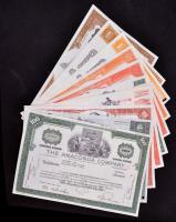 Amerikai Egyesült Államok 1967-1981. 10db klf részvény perforációval, bélyegzésekkel, lyukasztással ...