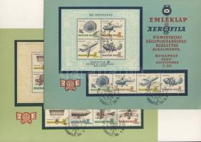 Emléklap:az Aerofila 67 nemzetközi légipostabélyeg kiállítás alkalmából (2db) blokkokkal, Budapest, 167.szept.3-10.