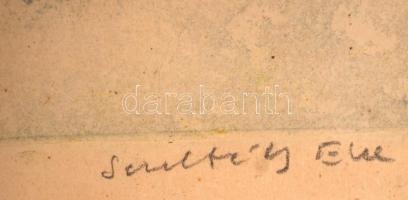 Scultéty Éva (1917-2001):Virágcsendélet, rézkarc, papír, jelzett,üvegezett keretben, 28x38cm