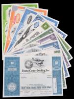 Amerikai Egyesült Államok 1966-1980. 10db klf részvény perforációval, bélyegzésekkel, lyukasztással ...