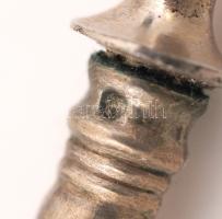 Ezüst(Ag) nyeles kis kés és villa készlet, monogramos díszítéssel, jelzés nélkül, 12 db(6+6), br: 14...