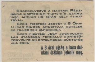 1919. "Órai Újság" 20f T:I