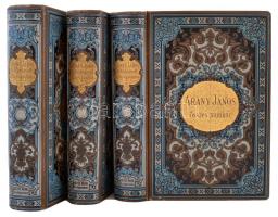 Arany János hátrahagyott iratai és levelezése. I-III. kötet. A IV. kötet hiányzik. Bp., 1888, Ráth Mór. Kiadói, festett, aranyozott egészvászon kötésben, aranyozott lapszélekkel. Kimondottan szép, dekoratív példányok.