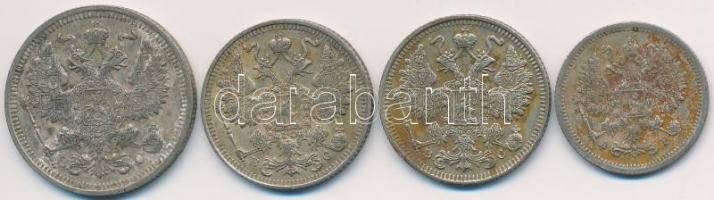 Orosz Birodalom 1903. 10k Ag + 1915. 15k Ag (2x) + 20k Ag T:2,2- patina
Russian Empire 1903. 10 Kop...