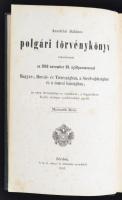 Ausztriai általános polgári törvénykönyv. Kihirdettetett az 1852 november 29. nyiltparancscsal Magyar-, Horvát- és Tótországban, a Szerbvajdaságban és a temesi bánságban, az ezen törvénykönyvre vonatkozó, a függelékben foglalt utólagos rendeletekkel együtt. III. rész. Bécs, 1853. Udvari és Álladalmi ny. 56x2 l. (Kétnyelvű, magyar-német) Hozzákötve: Betűrendes Lajstroma az ausztriai általános polgári törvénykönyv három részében foglalt tárgyaknak... Bécs, 1853. Udvari és Álladalmi ny. CLXXV l. Hozzákötve: Függelék az általános polgári törvénykönyvhöz... 122x2 l. (Kétnyelvű, magyar-német) Korabeli, szép állapotú egészvászon-kötésben.