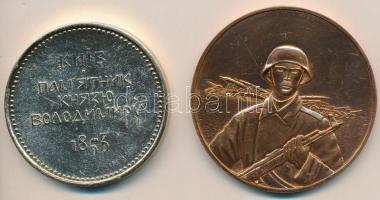 Szovjetunió DN "Szárazföldi csapatok" kétoldalas, aranyozott fém érem (70mm) + Ukrajna DN ...