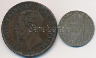 Vegyes: Ausztria/cseh verdejel 1849C 6kr Ag + Olaszország 1867H 10c Br T:2-,3
Mixed: Austria / Czec...