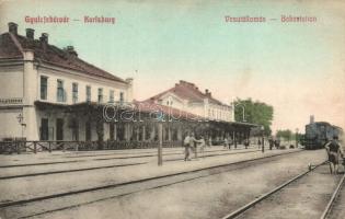 Gyulafehérvár, Alba Iulia; vasútállomás, gőzmozdony / railway station, locomotive (EK)