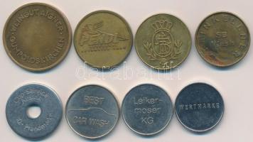 8db-os, főleg autómosó zseton tétel T:vegyes
8pcs of jetons, mainly car wash jetons C:mixed