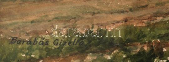 Barabás Gizella (1893-1985): Tájkép. Akvarell, papír, jelzett, üvegezett keretben, 29×38cm