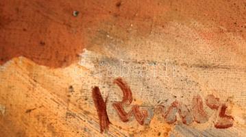 Koncz Béla (1925-2002): A régi Váci út. Olaj, vászon, jelzett, 44x55 cm