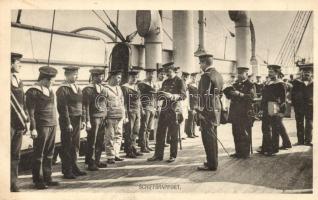 1914 Pola 'Schiffs-Rapport' Phot. Alois Beer / inspection on the ship, K.u.K. mariners