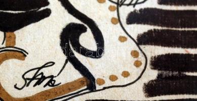 Szász jelzéssel: Arc. Vegyes technika, papír, üvegezett keretben, jelzett, 22x17 cm