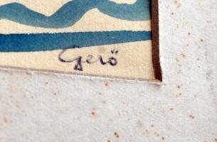 Gerő jelzéssel: Kiöntő. Akvarell, papír, fa keretben, jelzett, 23x17 cm