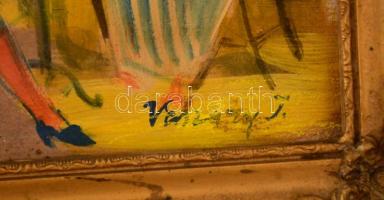 Vaszary jelzéssel: Parkban. Olaj, karton, üvegezett keretben, jelzett, 23x30 cm