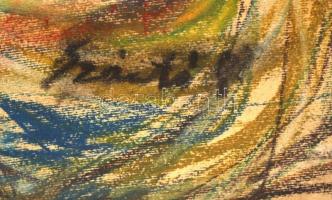 Szántó jelzéssel: A lány és a dob. Pasztellkréta, papír, üvegezett keretben, jelzett, 61x42 cm