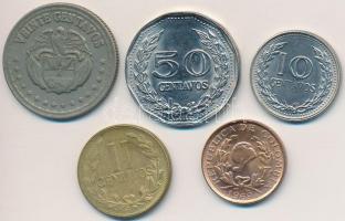 Kolumbia 1959. 2c + 20c + 1969. 1c + 1973. 10c + 1974. 50c T:1-,2,2-
Colombia 1959. 2 Centavos + 20...