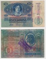 1912. 100K + 1913. 20K + 1914. 50K + 1915. 10K + 1917. 2K rossz minőségű felülbélyegzésekkel (közte ...