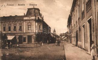 Zimony, Zemun, Semlin; utca, Franz Bauer üzlete / street, shops (EK)