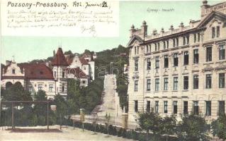 Pozsony, Bratislava; Újtelep, Evangélikus internátus / boarding school (vágott / cut)