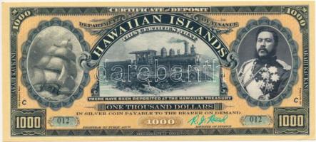 Hawaii 2012. 1000$ fantázia bankjegy T:I- Hawaii 2012. 1000 Dollars fantasy banknote C:AU