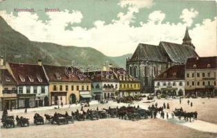 Brassó, Brasov; Gyógyszertár, Mann és Izay üzlete, Száva és Donszky üzlete, Nemzeti Bank, Magyar Általános Hitelbank, Moritz Krauss üzlete, fogorvos, Simon Ferenc üzlete, J.L. & A. Hesshammer üzlete, Eisenstein Salamon üzlete, A brassói iparcikkek bemutatóraktára és boltja / pharmacy, shops, banks, dentist, Shop and Presentation Warehouse of the Brasov Industrial Goods (EK)