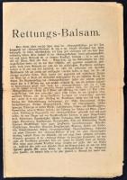 cca 1880-1900 A &quot;Mentő Balzsam&quot; részletes ismertetője, szórólap