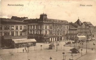 Marosvásárhely, Targu Mures; Főtér, Transylvania Szálloda és Kávéház, Pallos és Papné üzlete, Pocsanov Márton ruházati boltja, kiadja Porjes S. Sándor / Hotel and Coffe Shop Transylvania, shops (EK)