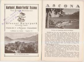 cca 1920-1930 Ascona, képekkel illusztrált német nyelvű utazási prospektus, 20p /
Ascona tourist gu...