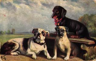 Kutyák, 46 db régi képeslap 1900-1940 / DOGS 46 pre-1940 postcards