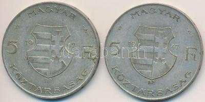 1947. 5Ft Ag "Kossuth" (2x) T:2-,3