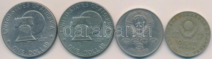 Szovjetunió 1970. 1R + 1989. 3R + Amerikai Egyesült Államok 1976. 1$ "Eisenhower / Liberty Bell...