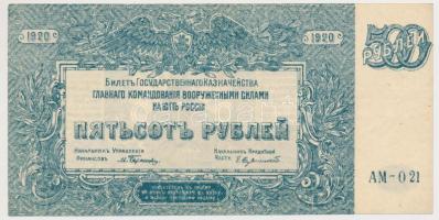 Orosz Polgárháború / Dél-Oroszország / Wrangel Hadserege 1920. 500R T:III szép papír Russian Civil War / South Russia / Army of Wrangel 1920. 500 Rubles C:F nice paper