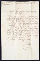 1849 júliusában írott német nyelvű levél Győrből Mosonmagyaróvárra, magyar cenzor feljegyzésével.