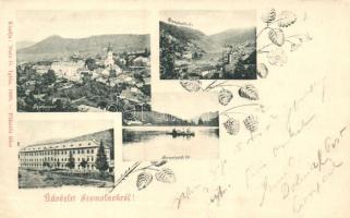 Szomolnok, Smolnik; dohánygyár, hutta, tó, kiadja Matz G. / tobbaco factory, hutta, lake, floral (EB)