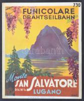 cca 1930-1940 Lugano, San Salvatore felvonó menetrend és tájékoztató / tourist guide