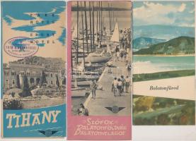 cca 1930-1950 Balatonnal kapcsolatos utazási prospektusok(3 db): Tihany, Balatonfüred, Siófok-Baaltonföldvár-Balatonvilágos