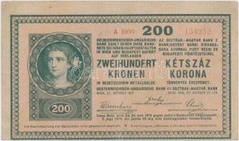 1918. 200K "1009" sima hátlappal, elcsúszott nyomat T:III