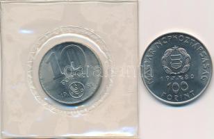 1980. 100Ft Ni "Szovjet-magyar közös űrrepülés" + 1981. 10Ft "FAO" eredeti vákuu...