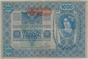 1902. 1000K mindkét oldal német, "Deutschösterreich" felülnyomással, hátlap rajz T:III Adamo SK35/2