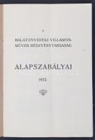 1922 A Balatonvidéki Villamosművek Részvénytársaság alapszabályai, okmánybélyegekkel (50fill.), pp.:...