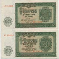 NDK 1948. 50M (2x) sorszámkövetők T:III szép papír GDR 1948. 50 Mark (2x) sequential serials C:F nice paper